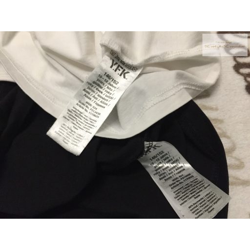 YFK 10-12 év 146-152 cm fekete-fehér pamut lány atléta szett - újszerű,hibátlan