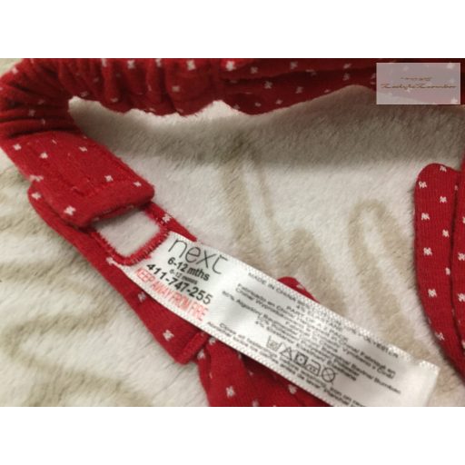 Next 6-12 hó 65-80 cm piros, apró fehér pöttyös masnis haj/ fejpánt - újszerű,hibátlan