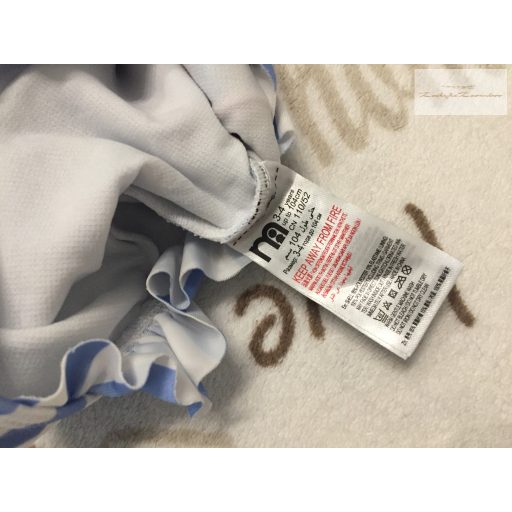 Mothercare 3-4 év 104 cm kék csíkos-fodros, csikóhal-medúza mintás  lány fürdőruha -újszerű,hibátlan