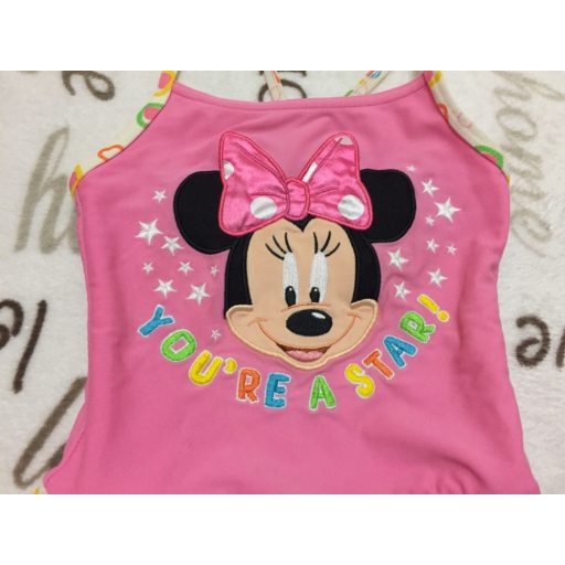 Disney 18- 24 hó 92 cm rózsaszín alapon Minnie mintás fodros lány fürdőruha - újszerű