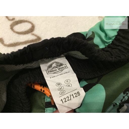 Jurassic Park 7-8 év 122-128 cm zöld - narancssárga dinó mintás  fiú fürdőnadrág - újszerű,hibátlan