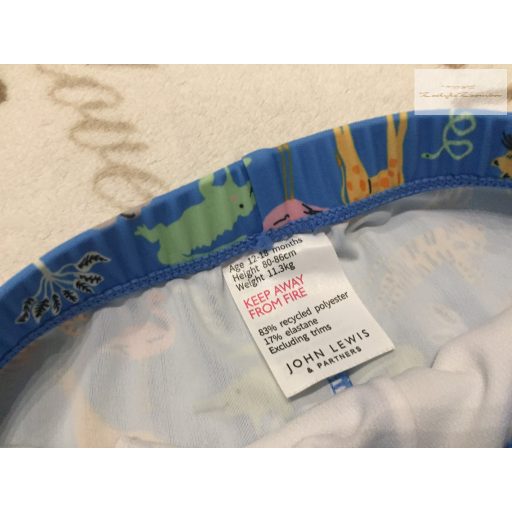 John Lewis 12-18 hó 80-86 cm világoskék, színes állat mintás fiú fürdőnadrág - újszerű,hibátlan