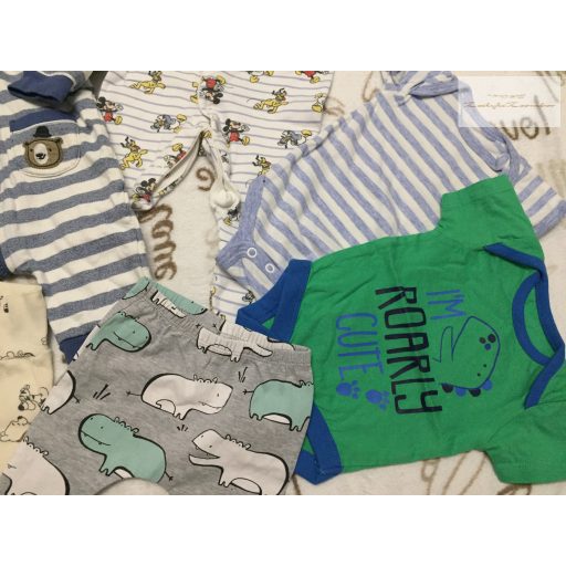 Next, H§M  0-3 hó 56-62 cm 3 rugi, 3 body, 3 nadrág -  pamut fiú ruha csomag 9 db újszerű,hibátlan