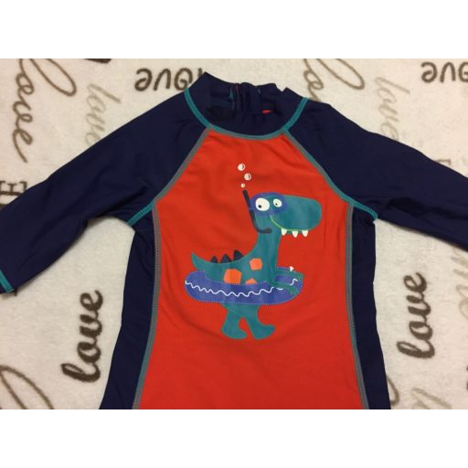 Debenhams 12-18 hó 86 cm kék - piros dinó mintás fiú UV ruha/ úszódressz újszerű,hibátlan