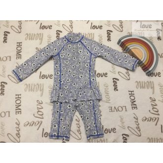   Mothercare 18-24 hó 86-92 cm kék, fehér virágmintás-fodros  lány UV ruha/ úszódressz-újszerű,hibátlan
