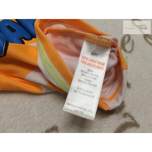 Matalan 3-4 év 98-104 cm narancssárga csíkos, krokodil mintás fiú UV ruha/ úszódressz - újszerű,hibátlan