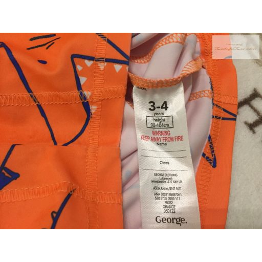 George 3-4  év 98 - 104 cm narancssárga, cápa mintás fiu UV felső- újszerű,hibátlan
