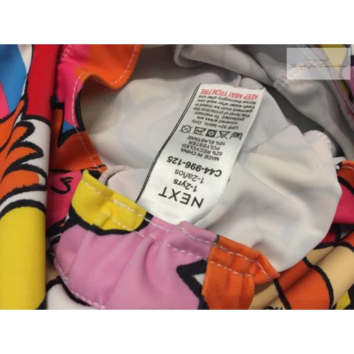 Next 1-2 év 80-92 cm színes virág és pillangó mintás lány UV sapka- újszerű,hibátlan