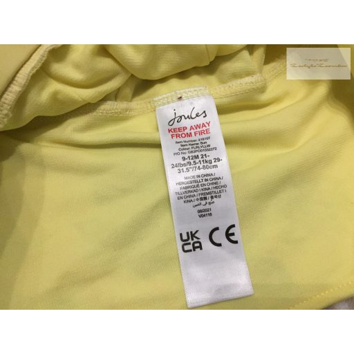 Joules 9-12 hó 80 cm sárga, színes virágmintás lány UV sapka/ napkalap- újszerű,hibátlan