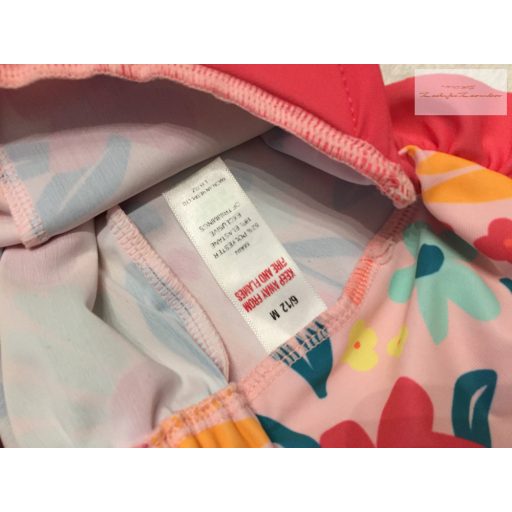 Matalan 6-12 hó 68-80 cm rózsaszín, színes virágmintás lány UV sapka - újszerű,hibátlan