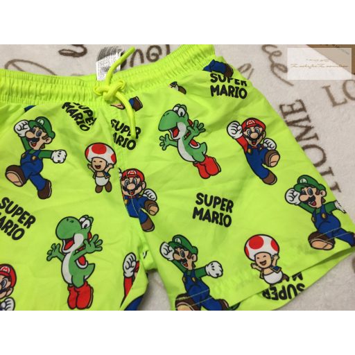 Primark 3-4 év 98-104 cm zöld, Super Mario mintás fiú fürdőnadrág -újszerű,hibátlan