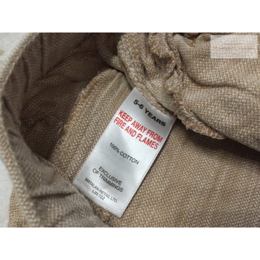 Matalan 5-6 év 110-116 cm világosbarna vékony puha lenvászon fiú nadrág új, csak átmosva