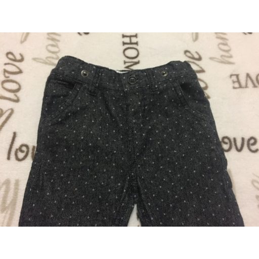 Mothercare 12 -18 hó 80-86 cm sötét szürke szövet anyagú apró fehér mintás elegáns -alkalmi fiú nadrág - újszerű 