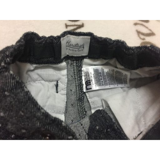 Mothercare 12 -18 hó 80-86 cm sötét szürke szövet anyagú apró fehér mintás elegáns -alkalmi fiú nadrág - újszerű 