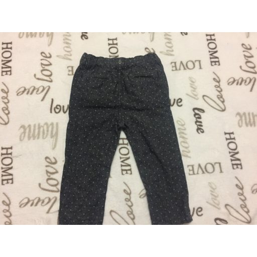 Mothercare 12 -18 hó 80-86 cm sötét szürke szövet anyagú apró fehér mintás elegáns -alkalmi fiú nadrág - újszerű 