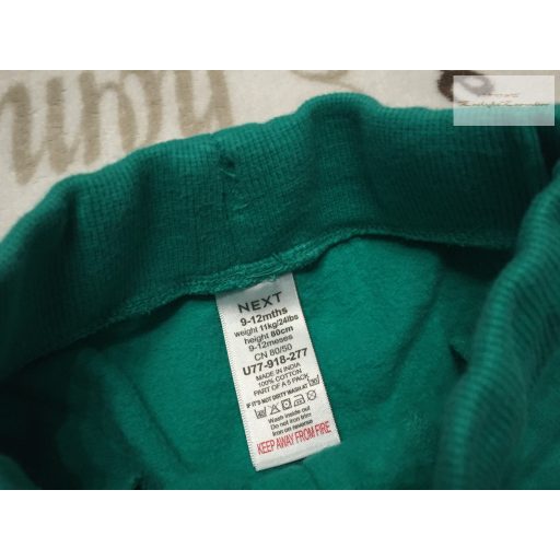 Next 9-12 hó 11 kg zöld, pamut fiú nadrág/ jogger újszerű,hibátlan