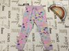 Dunnes 3-4  év 104  cm  színes mintás, halvány lila, puha pamut lány szabadidő nadrág -   új, címkés