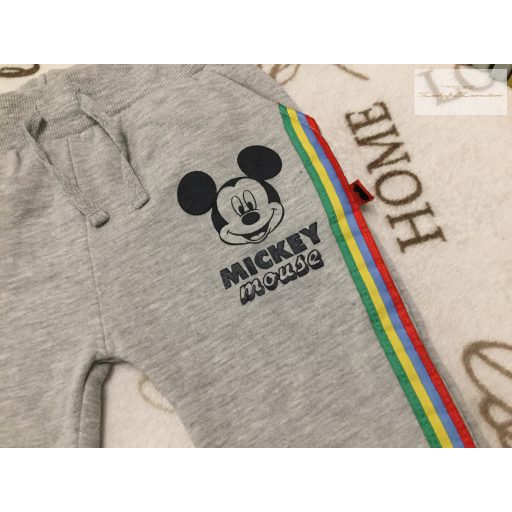 Disney at George 2-3 év 92-98 cm szürke, oldalt csíkos, Mickey mintás pamut fiú nadrág újszerű,hibátlan
