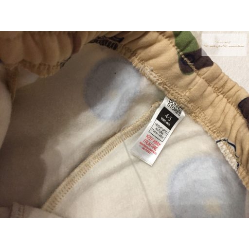 Dunnes 4-5 év 110 cm bézs, színes munkagép mintás vastag pamut fiú szabadidő  nadrág - új, címkés