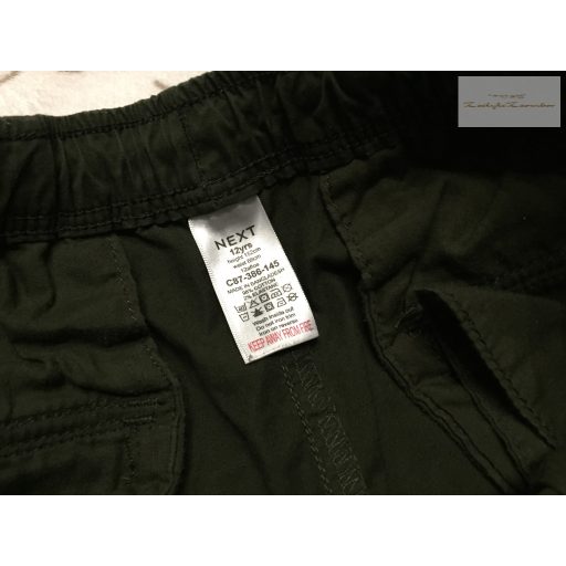 Next 12 év 152 cm sötét zöld, oldalt zsebes vékony farmer fiú nadrág- újszerű,hibátlan