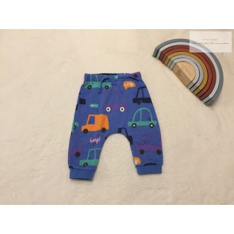   Matalan 3-6 hó 62-68 cm  kék, színes autó mintás pamut fiú nadrág---újszerű,hibátlan