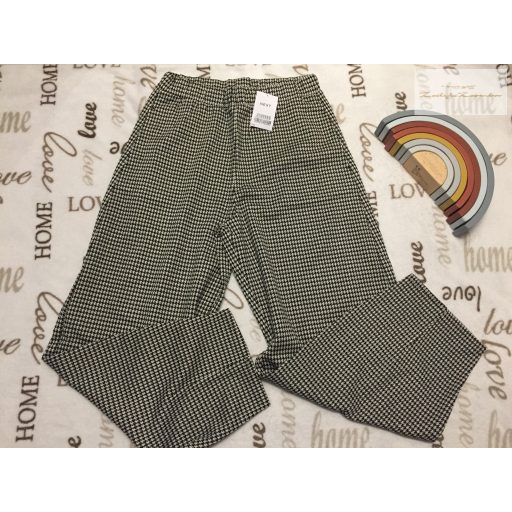 Next 13 év 158 cm fekete - fehér mintás pamutszövet lány hordó szárú/ basa nadrág - új, címkés