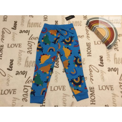 Dunnes 12-18 hó 86 cm k. ék színes dinó mintás puha pamut fiú szabadidő nadrág-   új, címkés