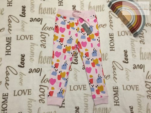 Dunnes 2-3 év 98  cm  rózsaszín, színes mintás puha pamut lány szabadidő nadrág-   új, címkés