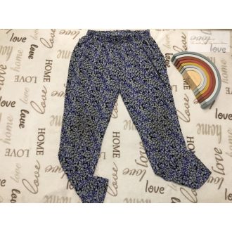   Next 10 év 140 cm kék - szürke virágmintás pamut lány nadrág - újszerű,hibátlan