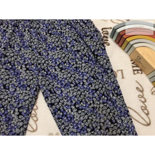 Next 10 év 140 cm kék - szürke virágmintás pamut lány nadrág - újszerű,hibátlan