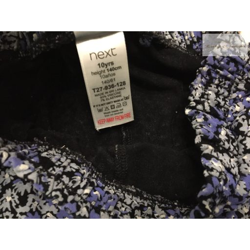 Next 10 év 140 cm kék - szürke virágmintás pamut lány nadrág - újszerű,hibátlan