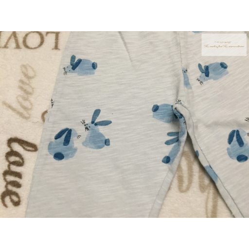Zara 6-9 hó 74 cm világoskék, nyuszi mintás vékony pamut lány basa nadrág- újszerű,hibátlan