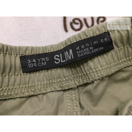 Primark 3-4 év 98-104 cm khaki puha pamutos farmer fiú nadrág -újszerű,hibátlan