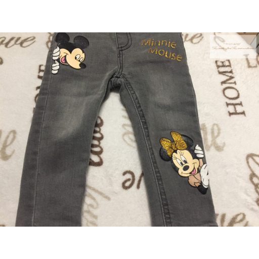 Disney 9-12 hó 80 cm 11 kg  Minnie- Mickey mintás puha farmer lány nadrág - újszerű,hibátlan