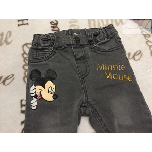 Disney 9-12 hó 80 cm 11 kg  Minnie- Mickey mintás puha farmer lány nadrág - újszerű,hibátlan