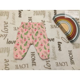   Sterling baby 3 hó 62 cm rózsaszín, színes virágmintás puha pamut lány nadrág - újszerű,hibátlan