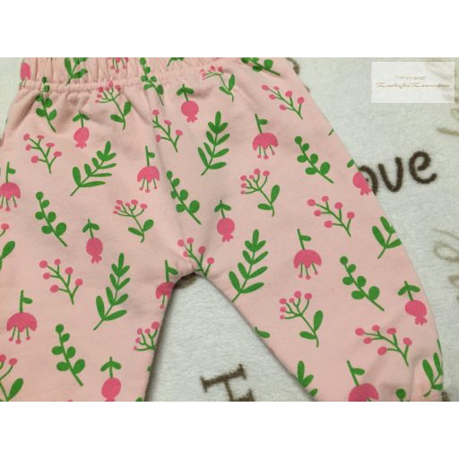 Sterling baby 3 hó 62 cm rózsaszín, színes virágmintás puha pamut lány nadrág - újszerű,hibátlan