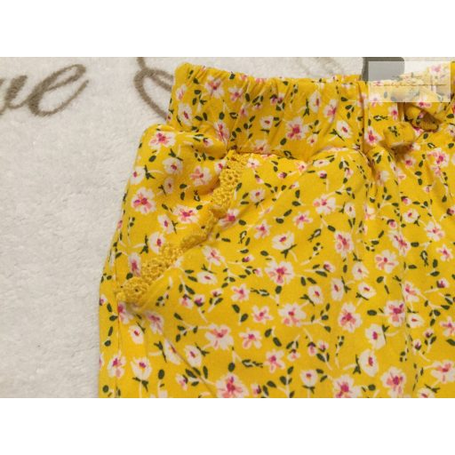 Primark 9-12 hó 74-80  cm sárga, virágmintás vékony pamut lány basa nadrág-újszerű, hibátlan