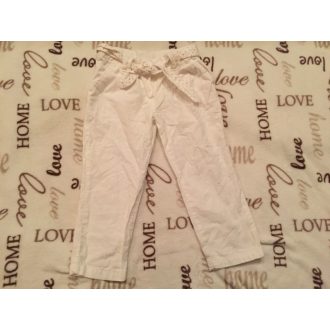   Mothercare 3-4 évesre való 98-104 cm fehér vékony lenvászon lány nadrág derekán megkötővel