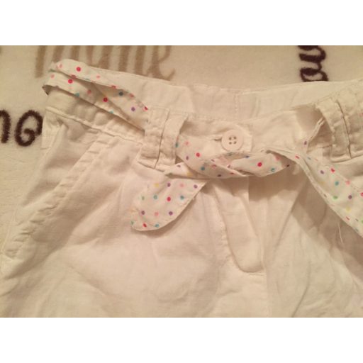 Mothercare 3-4 évesre való 98-104 cm fehér vékony lenvászon lány nadrág derekán megkötővel