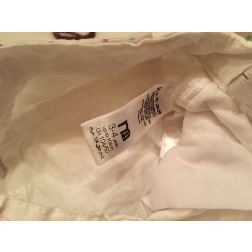 Mothercare 3-4 évesre való 98-104 cm fehér vékony lenvászon lány nadrág derekán megkötővel