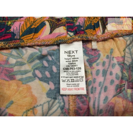 Next 10 év 140 cm színes virágmintás pamut lány nadrág- újszerű,hibátlan