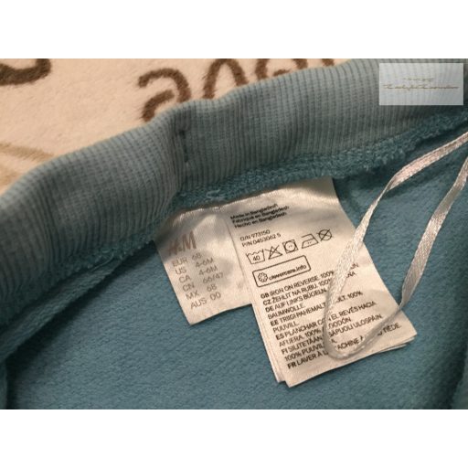 H§M 4-6 hó 68 cm kék, zebra mintás pamut fiú nadrág/ jogger -újszerű, hibátlan