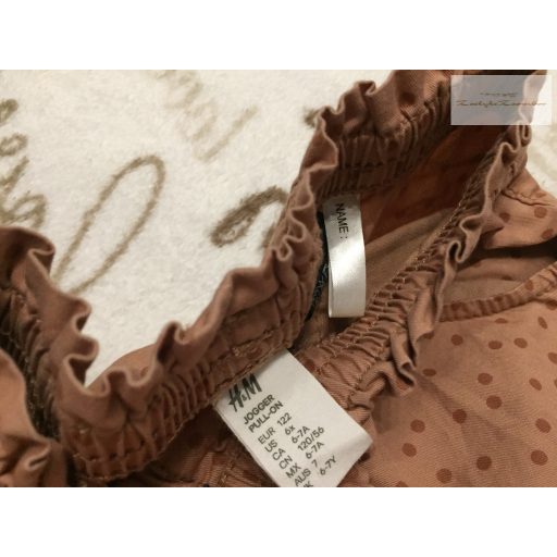 H§M 6-7 év 122 cm világosbarna, pöttyös, vékony anyagú lány pull on jogger újszerű,hibátlan