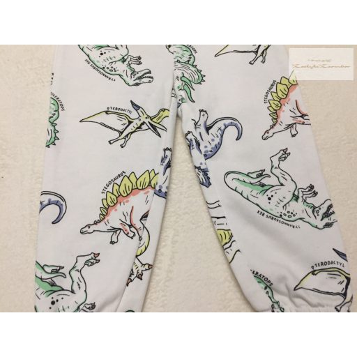 Primark 2-3 év 98 cm fehér, színes dinó mintás pamut fiú nadrág- új, szettet bontottam