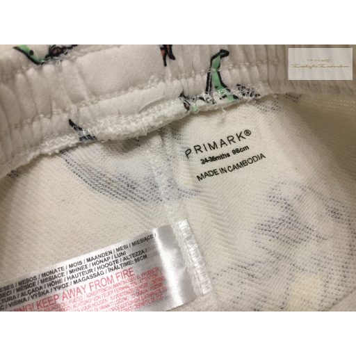 Primark 2-3 év 98 cm fehér, színes dinó mintás pamut fiú nadrág- új, szettet bontottam