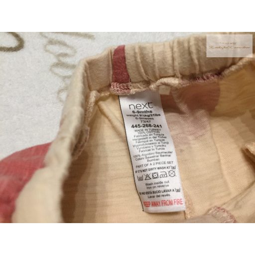 Next 6 -9 hó 9,5 kg   barna pöttyös vékony pamut lány nadrág- újszerű,hibátlan