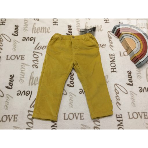 Charanga 18-24 hó 86-92 cm mustársárga puha pamutos farmer anyagú fiú nadrág- új, címkés