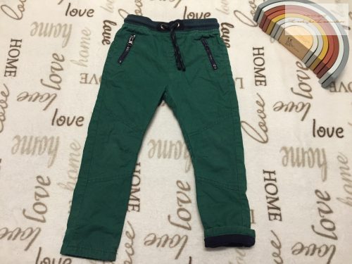 M§S 2 - 3 év 92-98 cm  zöld, vékony pamut béléses fiú nadrág- újszerű,hibátlan