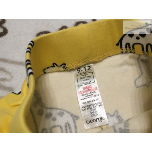 George 9 - 12 hó 74 - 80 cm sárga, zsiráf mintás vékony pamut nadrág-újszerű,hibátlan